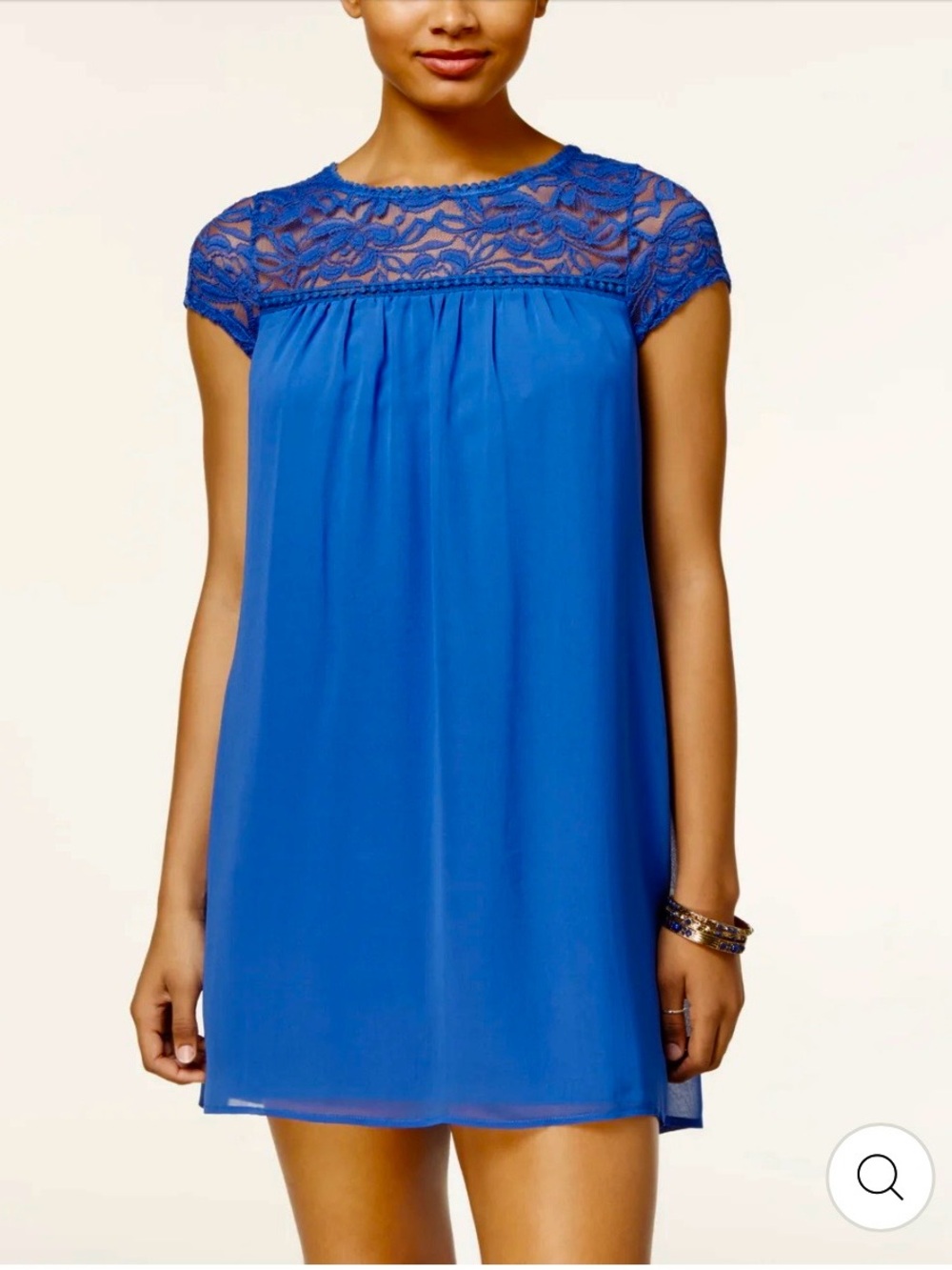 As U Wish Lace Dress Lined Blue Size Small EUC